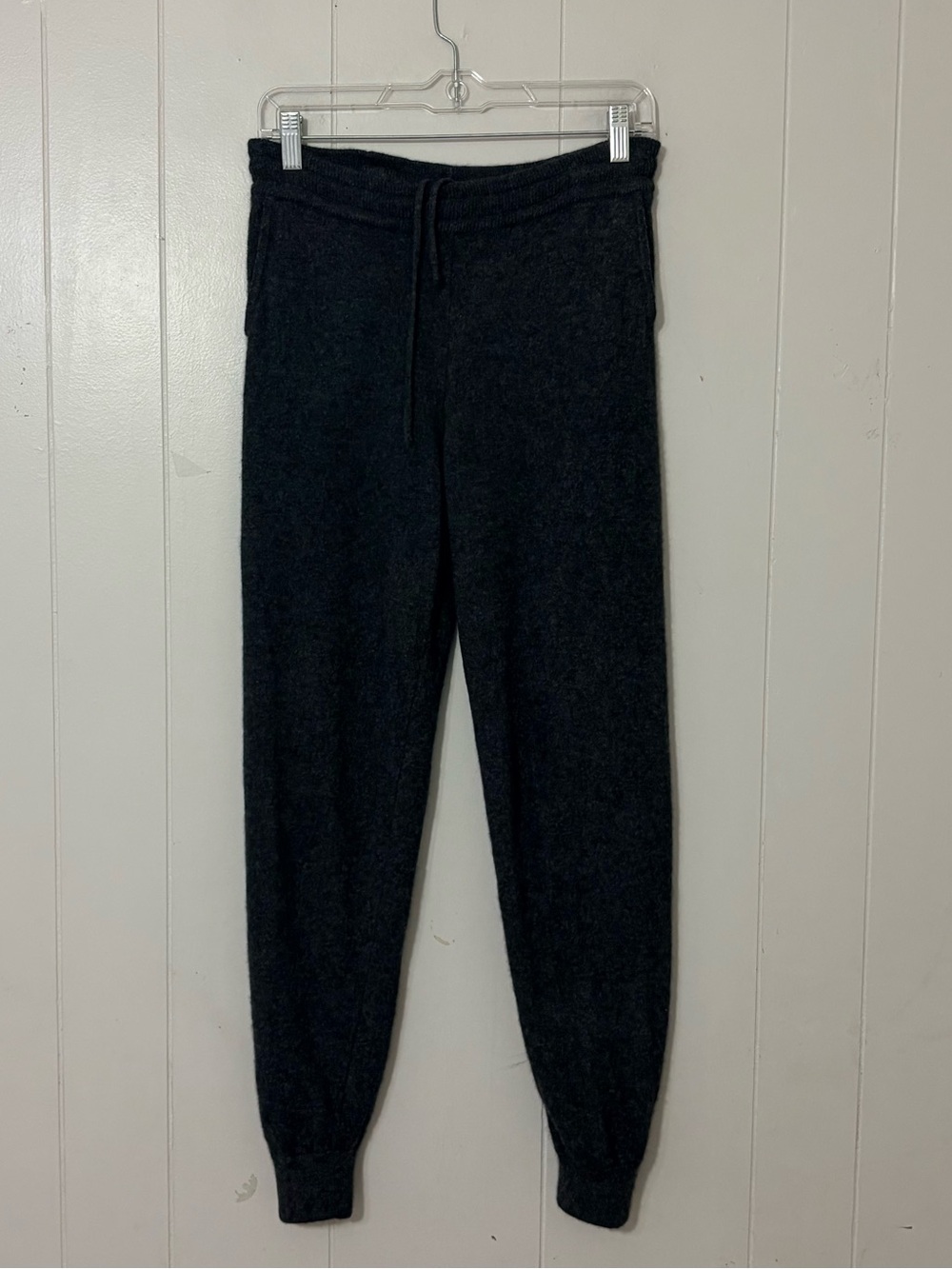 MaisonCashmere Women’s 100% Cashmere Jogger Pants Charcoal Gray M Italy